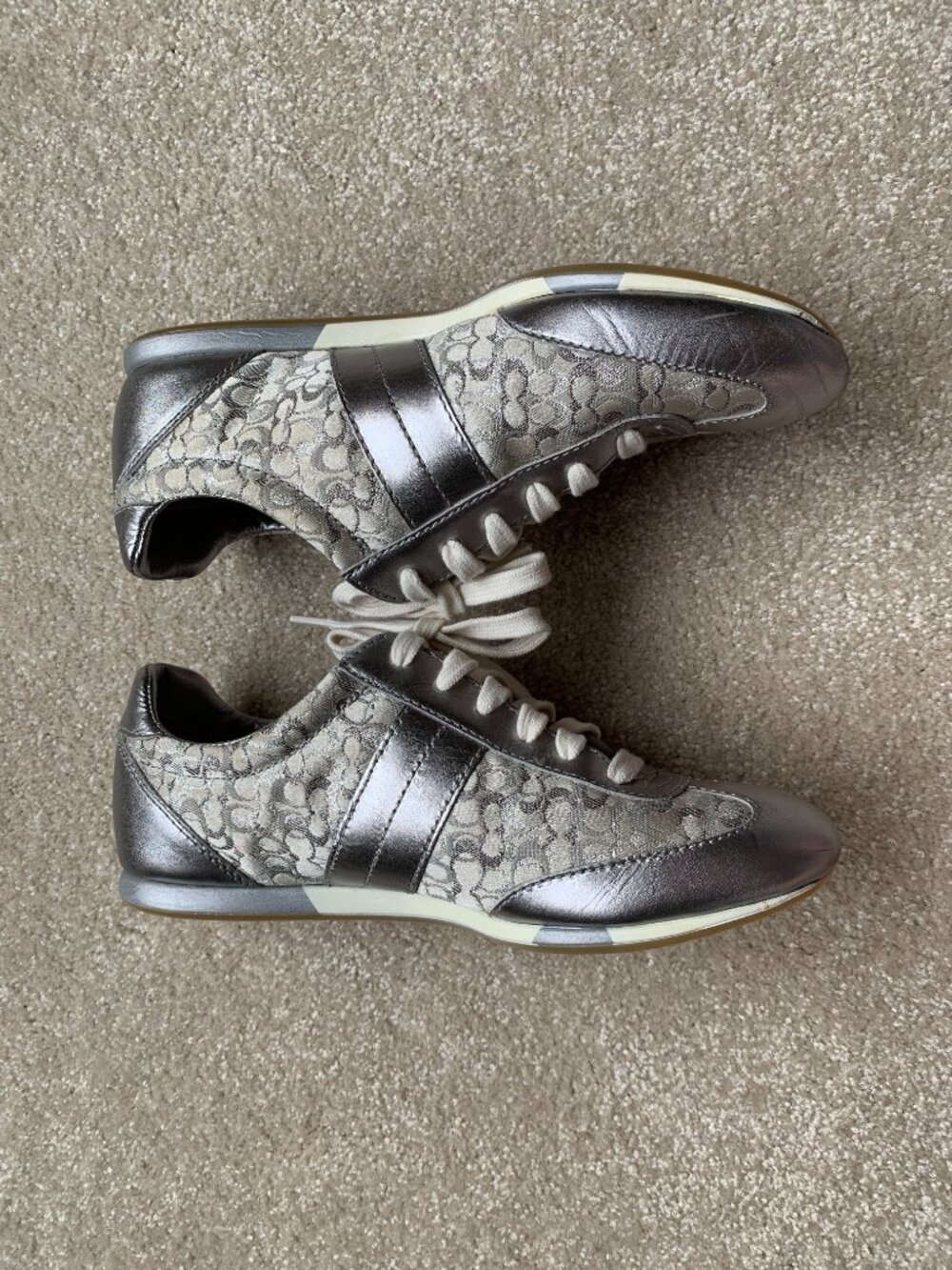 Coach Joss Signature Sneakers Silver Tennis Shoes 7 - Picture 10 of 11